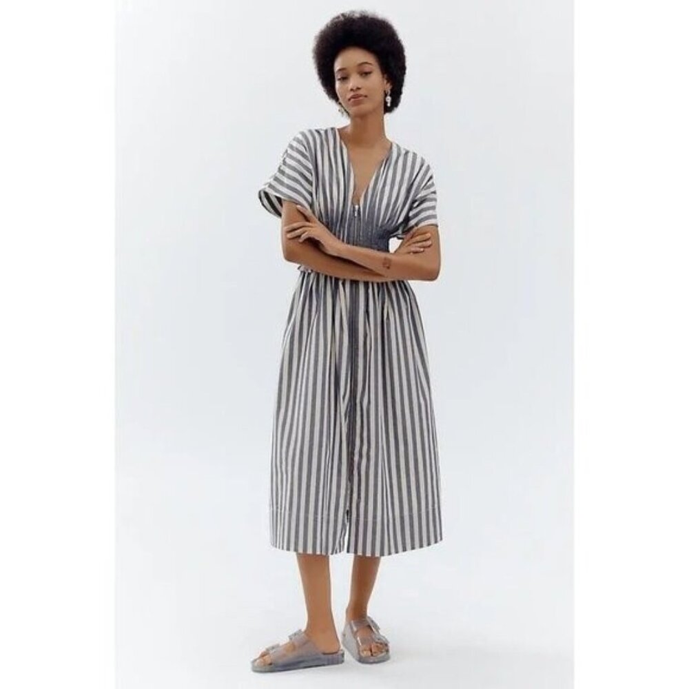 NWT Size S - Anthropologie 100% Cotton Zip-Front Midi Dress (NWT US$ 180) - Picture 1 of 16